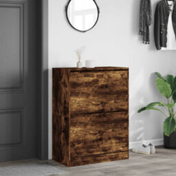 Berkfield Shoe Cabinet With 2 Flip-Drawers Smoked Oak 80X42X108 Cm - thumbnail 3