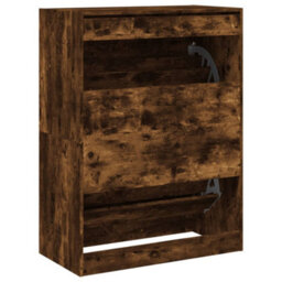 Berkfield Shoe Cabinet With 2 Flip-Drawers Smoked Oak 80X42X108 Cm - thumbnail 8