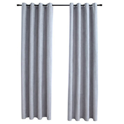 Berkfield Elegant Blackout Curtains With Metal Rings 2 Pcs Grey 140X225 Cm