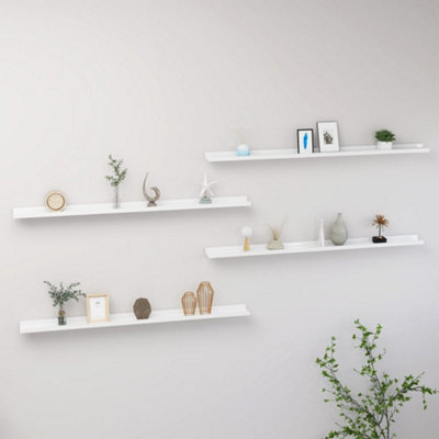 Berkfield Wall Shelves 4 Pcs High Gloss White 115X9X3 Cm - image 1