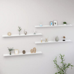 Berkfield Wall Shelves 4 Pcs High Gloss White 115X9X3 Cm - thumbnail 1