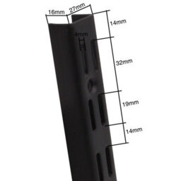 Afit Black Twin Slot Uprights 1220mm - Pack Of 2 - Genuine 32mm Twin Slot Adjustable Wall Shelving - thumbnail 3