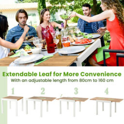 Costway 4-6 Person Expandable Patio Dining Table Aluminum Rectangular Indoor Outdoor Table - thumbnail 8