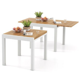 Costway 4-6 Person Expandable Patio Dining Table Aluminum Rectangular Indoor Outdoor Table - thumbnail 2