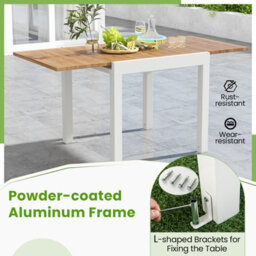Costway 4-6 Person Expandable Patio Dining Table Aluminum Rectangular Indoor Outdoor Table - thumbnail 7