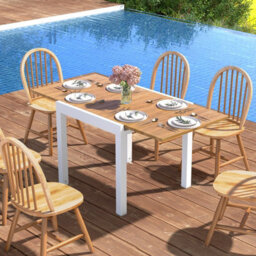 Costway 4-6 Person Expandable Patio Dining Table Aluminum Rectangular Indoor Outdoor Table - thumbnail 4
