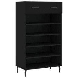 Vidaxl Shoe Cabinet Black 60X35X105 Cm Engineered Wood - thumbnail 2