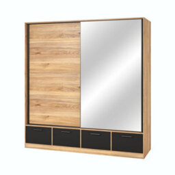 Arte Sleek Beta Mirrored Sliding Door Wardrobe 2000mm In Oak Mauvella - Modern Storage Solution - thumbnail 2