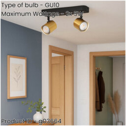 Loops Sleek Modern Black And Brushed Brass Led Bathroom Ceiling Spotlight - thumbnail 2