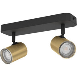 Loops Sleek Modern Black And Brushed Brass Led Bathroom Ceiling Spotlight - thumbnail 3