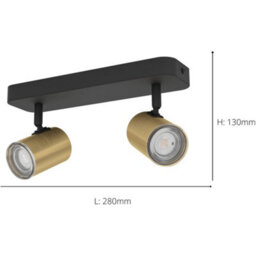 Loops Sleek Modern Black And Brushed Brass Led Bathroom Ceiling Spotlight - thumbnail 4
