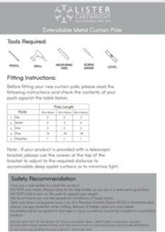 Lister Cartwright 19 mm Extendable Metal Curtain Pole Rods - Black (Bell Finials, 120-210 Cm) - thumbnail 8