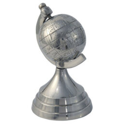 Homescapes Decorative Aluminium World Globe Ornament Silver - thumbnail 2