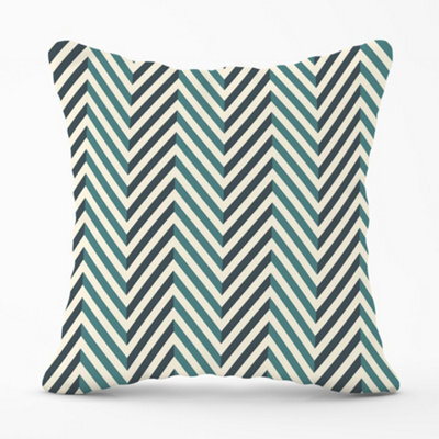 Warren Reed Designer Geometric Herringbone Chevron Blues Cushions 45Cm X 45Cm - image 1
