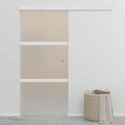Berkfield Sliding Door Esg Glass And Aluminium 90X205 Cm Silver - image 1