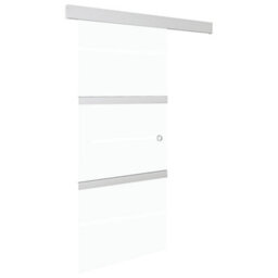 Berkfield Sliding Door Esg Glass And Aluminium 90X205 Cm Silver - thumbnail 2