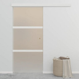 Berkfield Sliding Door Esg Glass And Aluminium 90X205 Cm Silver - thumbnail 1