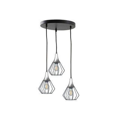 Luminosa Lighting Luminosa Selene Cluster Pendant Ceiling Light Black, Silver 3X E27 - image 1