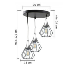 Luminosa Lighting Luminosa Selene Cluster Pendant Ceiling Light Black, Silver 3X E27 - thumbnail 2