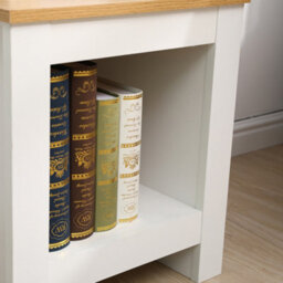 Furniturehmd Wooden Lamp Table Small Side Table With Storage Shelf Coffee Table Bedroom Bedside Table Nightstand,white And Oak - thumbnail 3