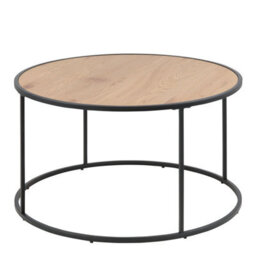 Furniture To Go Seaford Black Metal Round Coffee Table With Oak Top - thumbnail 2