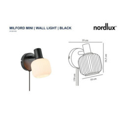 Nordlux Milford Glass Wall Light  Black,plug In Or Mains - thumbnail 7