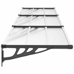 Berkfield Door Canopy Black And Transparent 358.5X90 Cm Polycarbonate - thumbnail 4