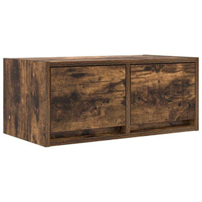 Berkfield Durable Tv Cabinet Smoked Oak 60X31X25.5 Cm Engineered Wood