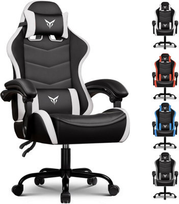 Gtplayer Gaming Chair, Heavy Duty Computer Chairs With Linkage Armrest And Lumbar Support, Ergonomic Office Chair, White - image 1