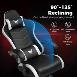 Gtplayer Gaming Chair, Heavy Duty Computer Chairs With Linkage Armrest And Lumbar Support, Ergonomic Office Chair, White - thumbnail 3
