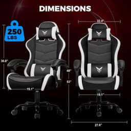 Gtplayer Gaming Chair, Heavy Duty Computer Chairs With Linkage Armrest And Lumbar Support, Ergonomic Office Chair, White - thumbnail 2