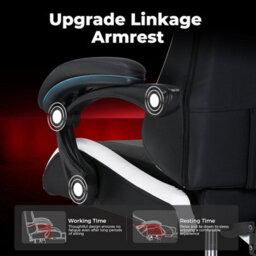 Gtplayer Gaming Chair, Heavy Duty Computer Chairs With Linkage Armrest And Lumbar Support, Ergonomic Office Chair, White - thumbnail 5