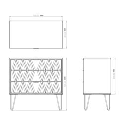 Diamond Ready Assembled Matt Indigo & White No Effect 3 Drawer Wide Chest (H)695mm (W)765mm (D)415mm - thumbnail 4