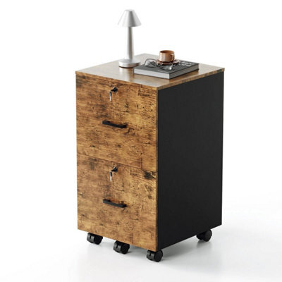 2 Drawer File Cabinet Rolling Filing Cabinet For A4 And Letter Brown Home Office - image 1