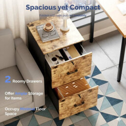 2 Drawer File Cabinet Rolling Filing Cabinet For A4 And Letter Brown Home Office - thumbnail 6