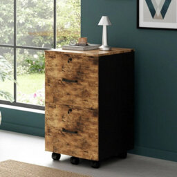 2 Drawer File Cabinet Rolling Filing Cabinet For A4 And Letter Brown Home Office - thumbnail 4
