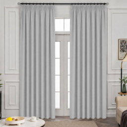 Oxford Homeware Plain Light Grey 230Gsm Blackout Curtain Thermal Insulated Pencil Pleat For Bedroom Curtain Pair (W)228Cmx(L)183Cm - thumbnail 7