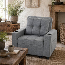 Wyld Haus Soliri Dark Grey 3-In-1 Convertible Single Sofa Bed With Tufted Cushion And Pillow - thumbnail 1