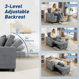 Wyld Haus Soliri Dark Grey 3-In-1 Convertible Single Sofa Bed With Tufted Cushion And Pillow - thumbnail 6