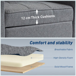 Wyld Haus Soliri Dark Grey 3-In-1 Convertible Single Sofa Bed With Tufted Cushion And Pillow - thumbnail 8
