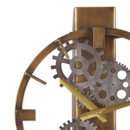 Wyld And Coco 30Cm Distressed Brushed Gold Iron Frame Wall Pendulum Clock - Industrial Vintage Design - thumbnail 5