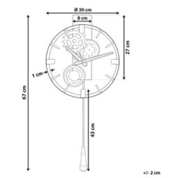 Wyld And Coco 30Cm Distressed Brushed Gold Iron Frame Wall Pendulum Clock - Industrial Vintage Design - thumbnail 3