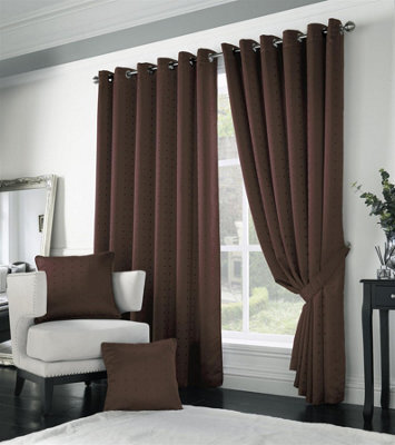 Luxury Living Adiso Eyelet Ring Top Curtains Chocolate - image 1
