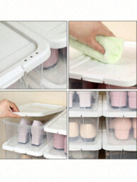 LEDREM Set Of 8 Shoe Boxes, Stackable Shoe Storage Organiser With Lids, Containers, Sizes Up To 7.5, Transparent - thumbnail 7