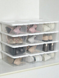 LEDREM Set Of 8 Shoe Boxes, Stackable Shoe Storage Organiser With Lids, Containers, Sizes Up To 7.5, Transparent - thumbnail 5