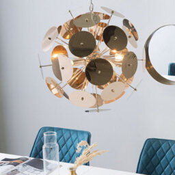 Beliani Copper Disk Pendant Lamp 4-Light Industrial Art Deco, W50 X D50 X H158Cm - thumbnail 1
