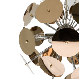Beliani Copper Disk Pendant Lamp 4-Light Industrial Art Deco, W50 X D50 X H158Cm - thumbnail 3