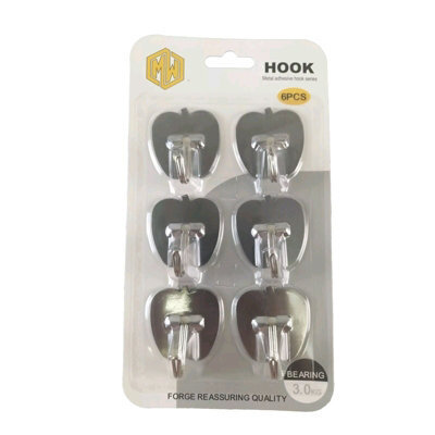 Maestro craft 6Pcs Stainless Steel Self Adhesive Hooks Strong Sticky Stick On Wall Door Hooks