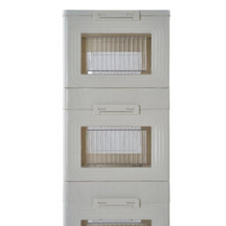 Thehotsale White Four-Tier Foldable And Stackable Plastic Storage Rack With Wheels, 46Cm W X 26Cm D X 93Cm H - thumbnail 8