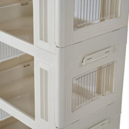 Thehotsale White Four-Tier Foldable And Stackable Plastic Storage Rack With Wheels, 46Cm W X 26Cm D X 93Cm H - thumbnail 5